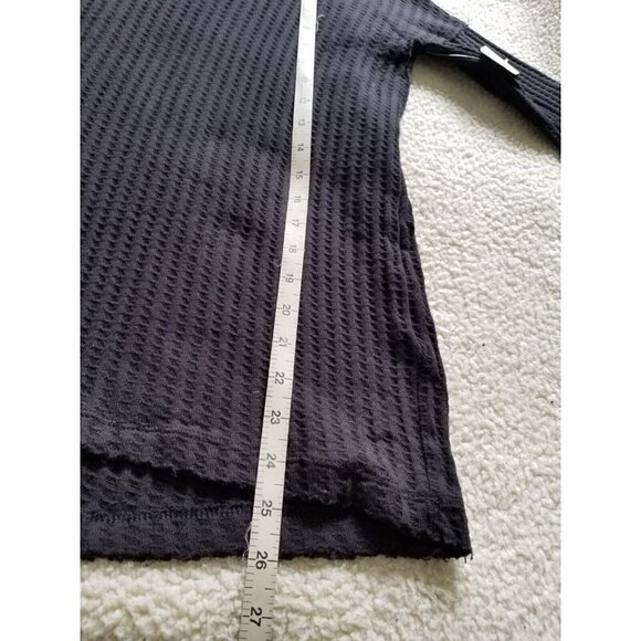 Free People Juicy Long Sleeve Black Waffle Knit Cowl Neck Size XS - Picture 8 of 9